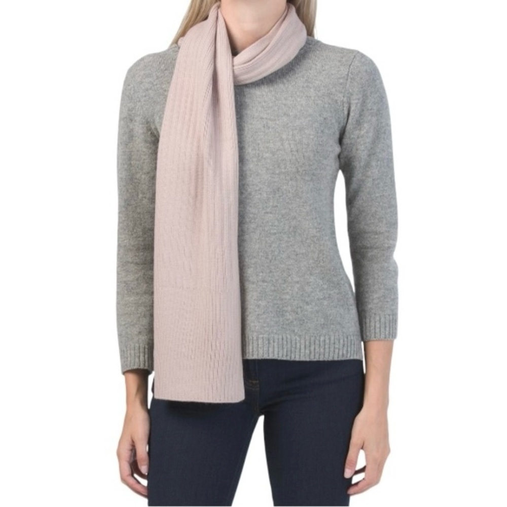 ALL SAINTS Ribbed Knit Mix Wool Blend Solid Scarf, Blush, OS